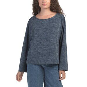 MAX STUDIO LONDON denim Long Sleeve Boat Neck Top